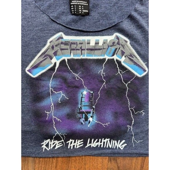 Womens Bravado Metallica Ride the Lightning Crop Top T Shirt Size SML‎ - Picture 2 of 8